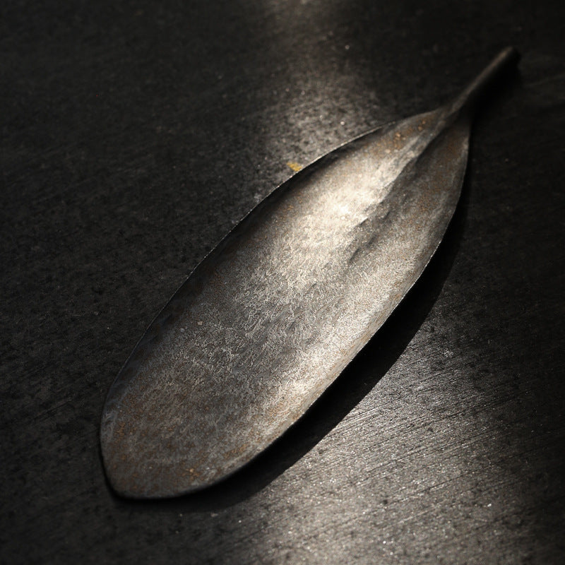 Japanese Style Gilded Leaf Shape Stoneware Tea Scoop - ZenBrew Tea Store