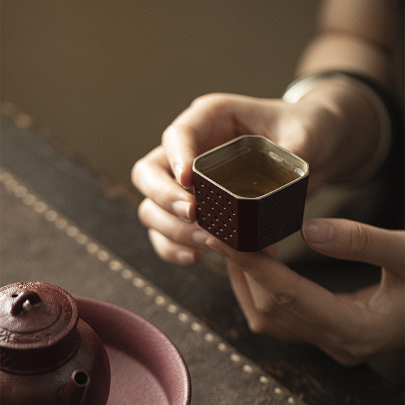 Fangsheng Pattern Square Tea Cup - ZenBrew Tea Store