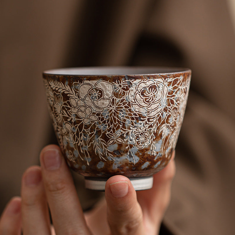 Blossoms Silver Gilding Ceramic Cup