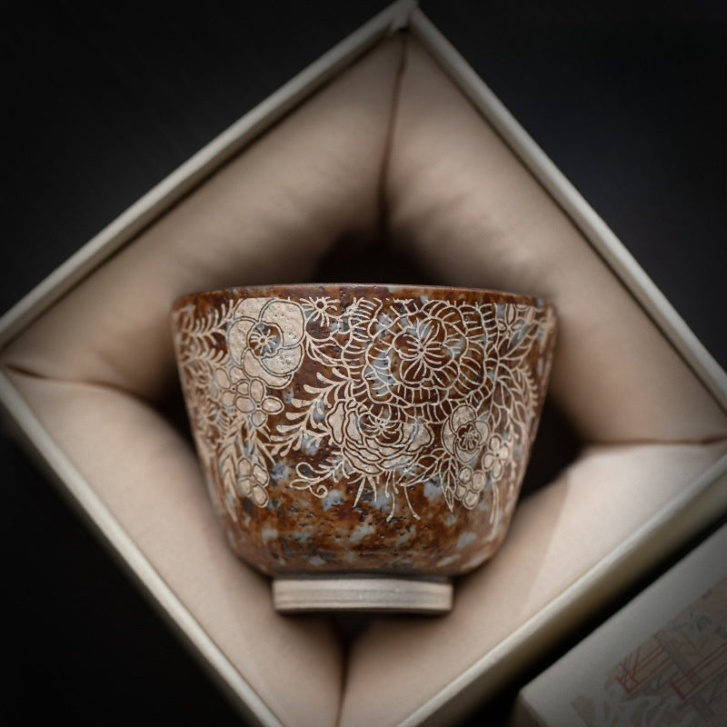 Blossoms Silver Gilding Ceramic Cup - ZenBrew Tea Studio