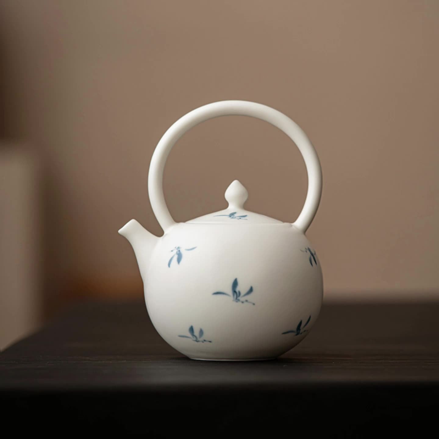 Matte Hand-painted Autumn Orchid Teapot - ZenBrew Tea Store