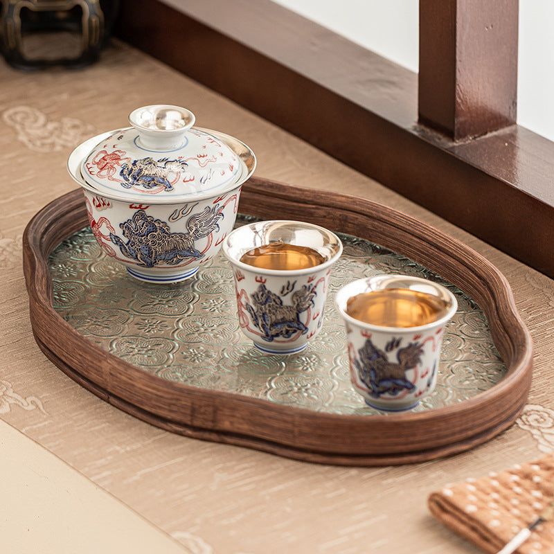 Chinese Gilt Lion Style Ceramic Tea Set - ZenBrew Tea Store