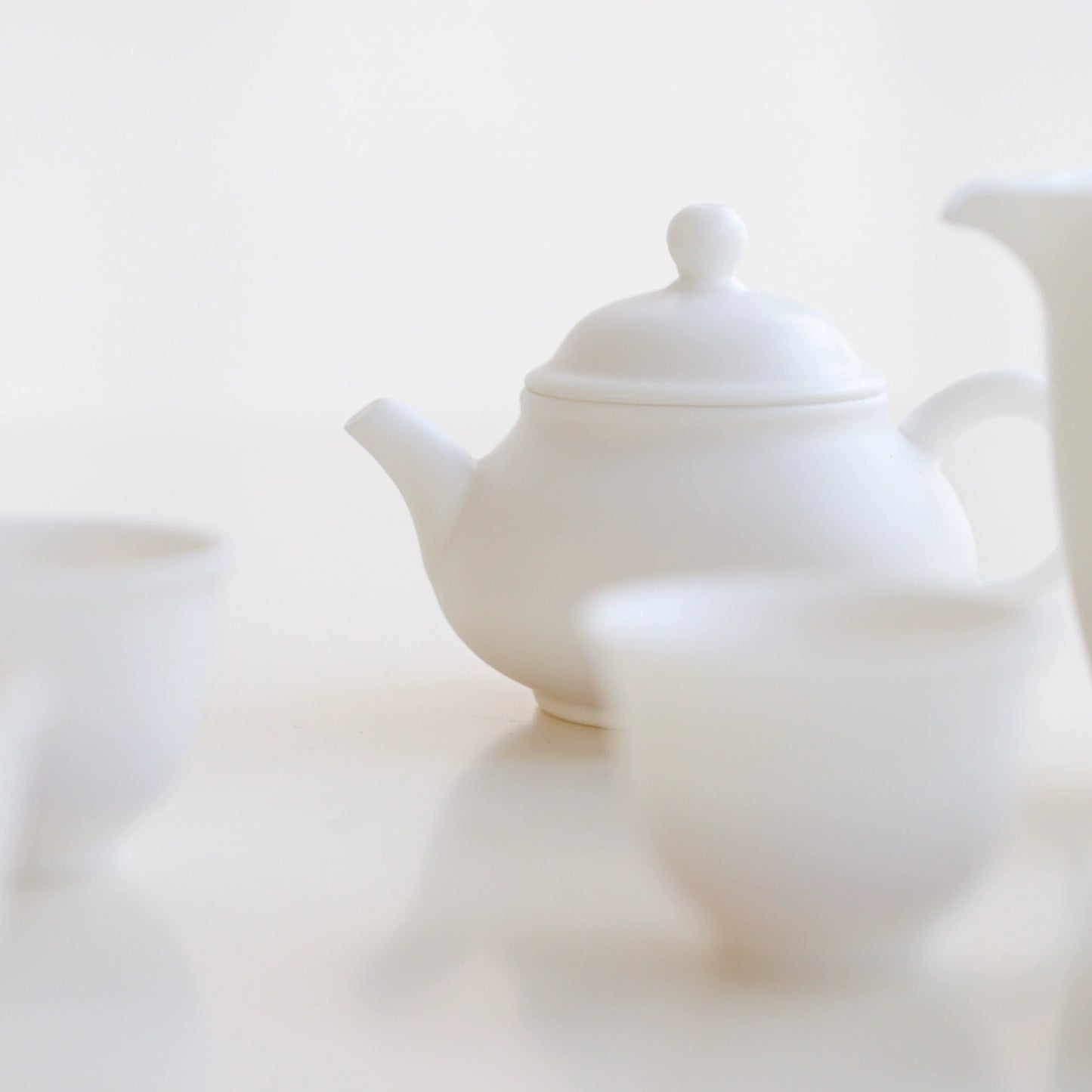 Chinese ''Mutton-fat Jade'' Ceramic Tea Set - ZenBrew Tea Store