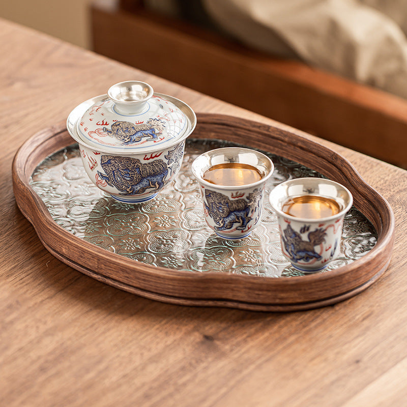 Chinese Gilt Lion Style Ceramic Tea Set - ZenBrew Tea Store