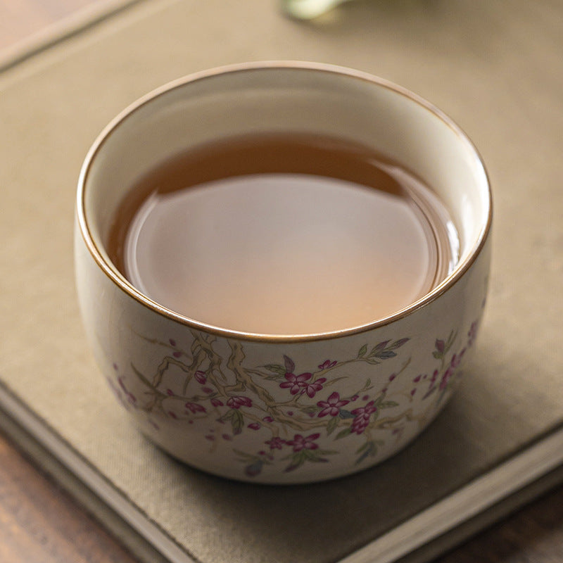 Beige Ru Kiln  Pink Peach Spring Straight Edge Cup - ZenBrew Tea Store