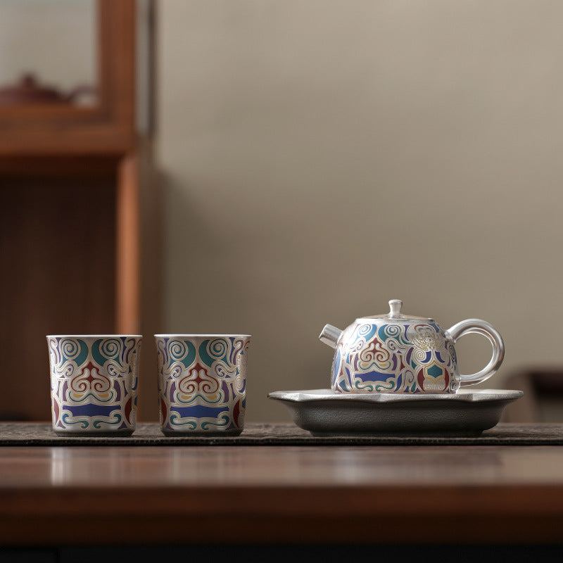 Chinese Silver-gilt Thangka Style Tea Set - ZenBrew Tea Store