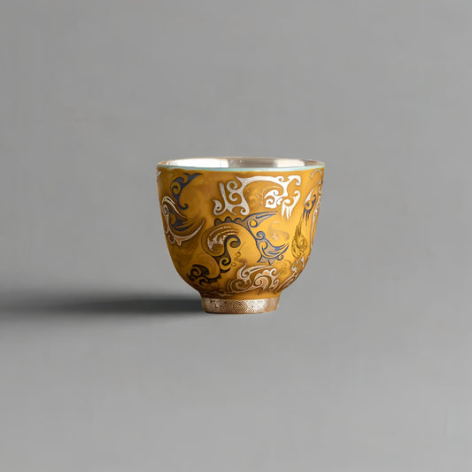 Dragon Essence Gilded Silver Porcelain Cup